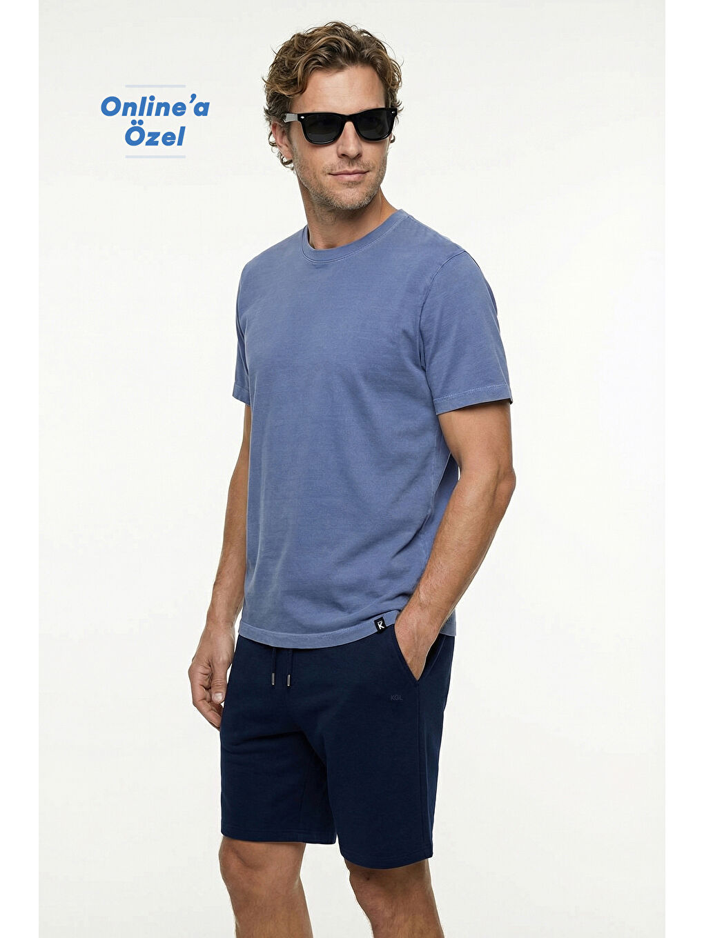 İndigo Bisiklet Yaka Regular Fit Nefes Alabilen Pamuk Tişört