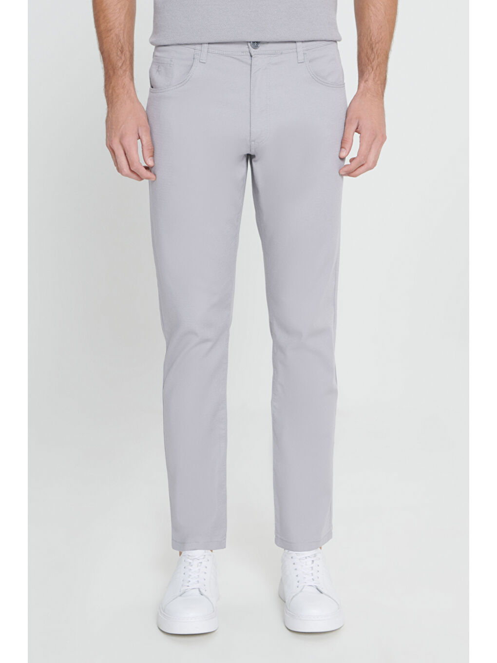 Erkek Gri Comfort Fit Rahat Kesim Pamuklu Armürlü 5 Cep Greensboro Pantolon