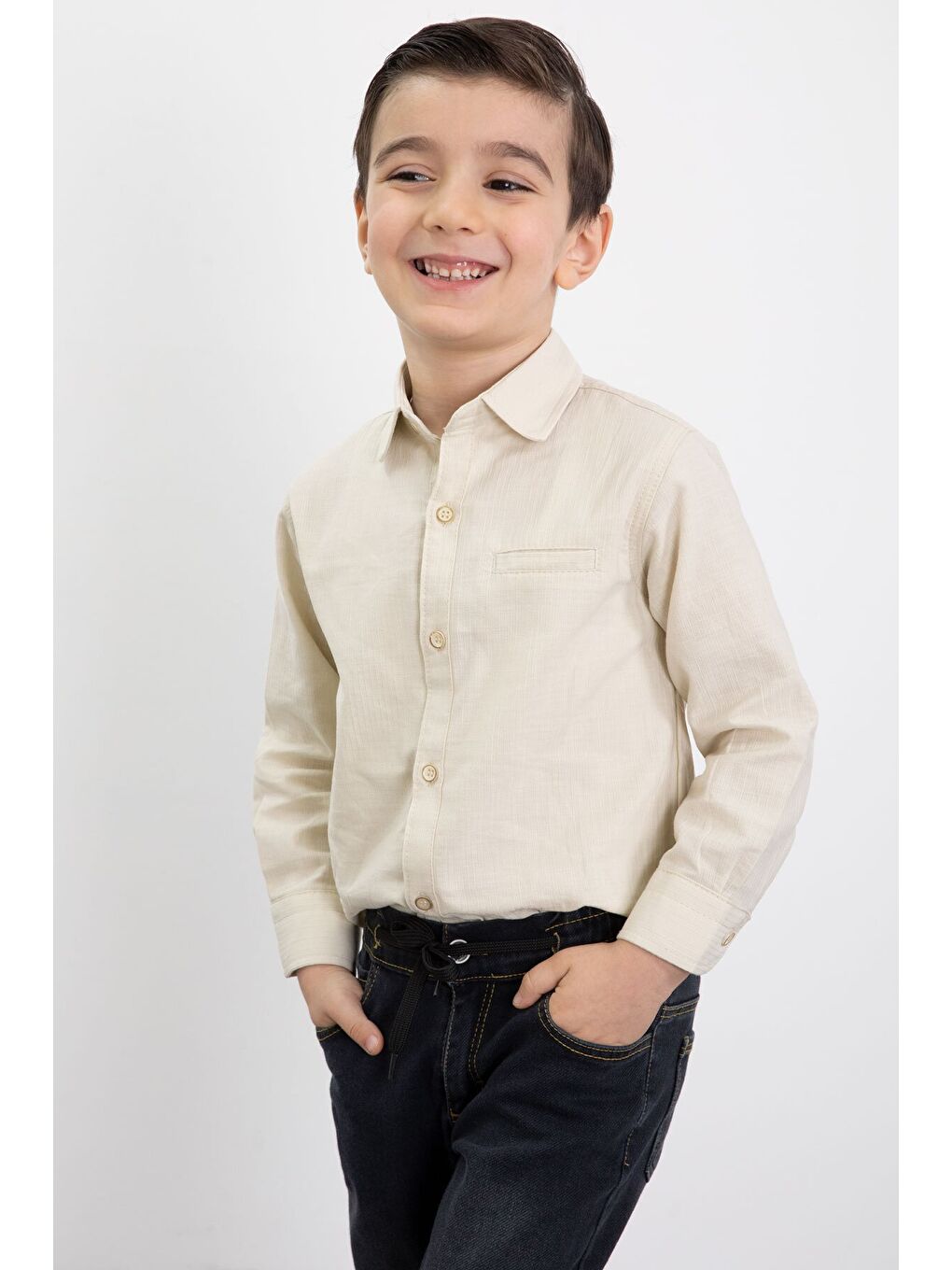 Haki Şişme Yelekli Gömlekli Erkek Çocuk 3lü Pantolonlu Takım 23474-4