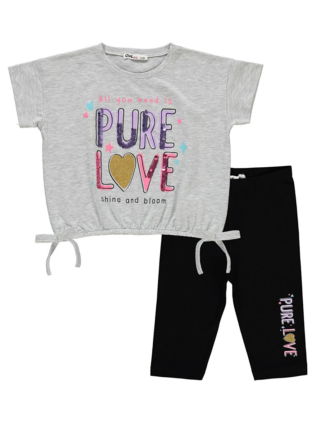 Beyaz Girls Kız Çocuk Takım 2-5 Yaş Karmelanj