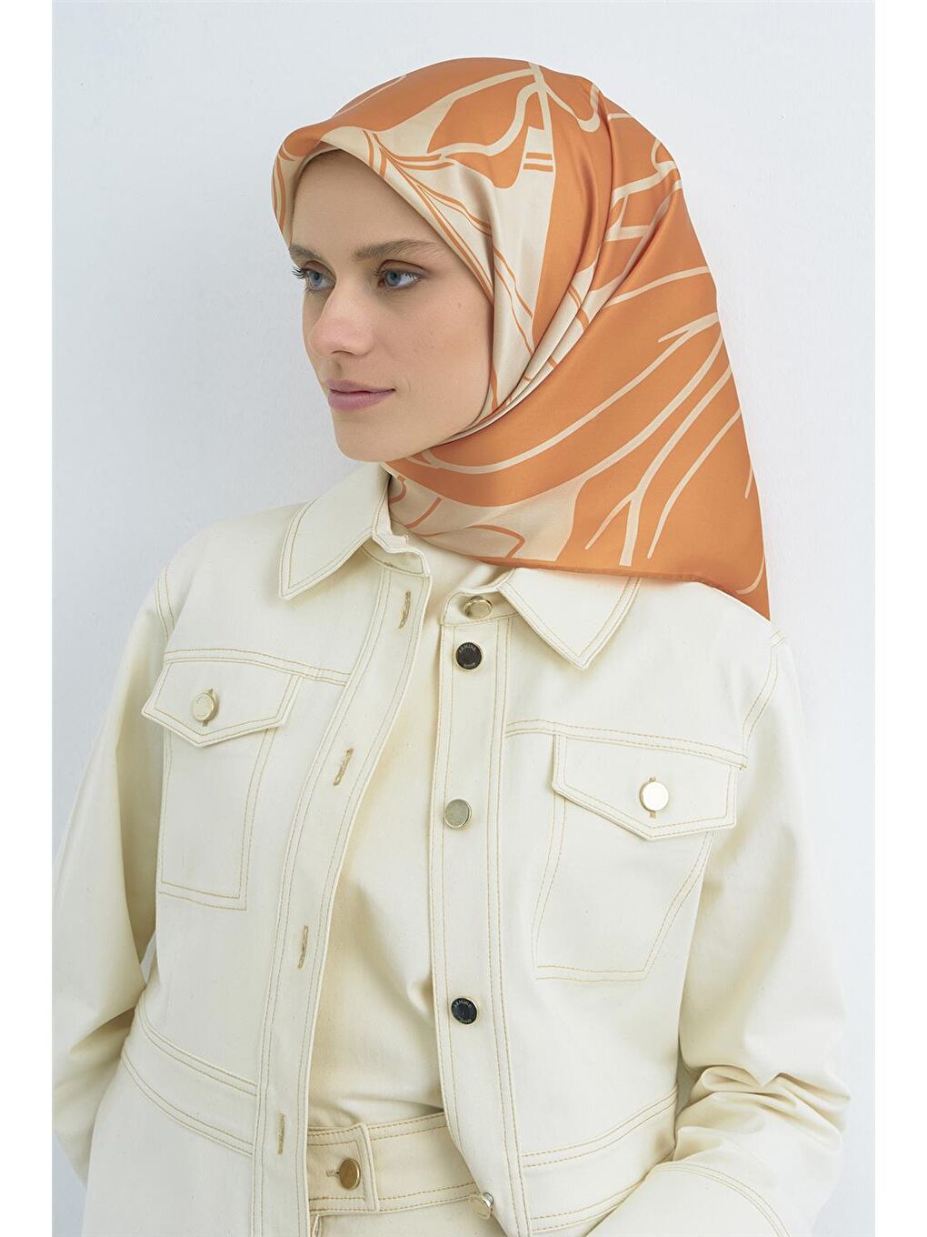 Turuncu Saf İpek Twill Eşarp 9553D 85