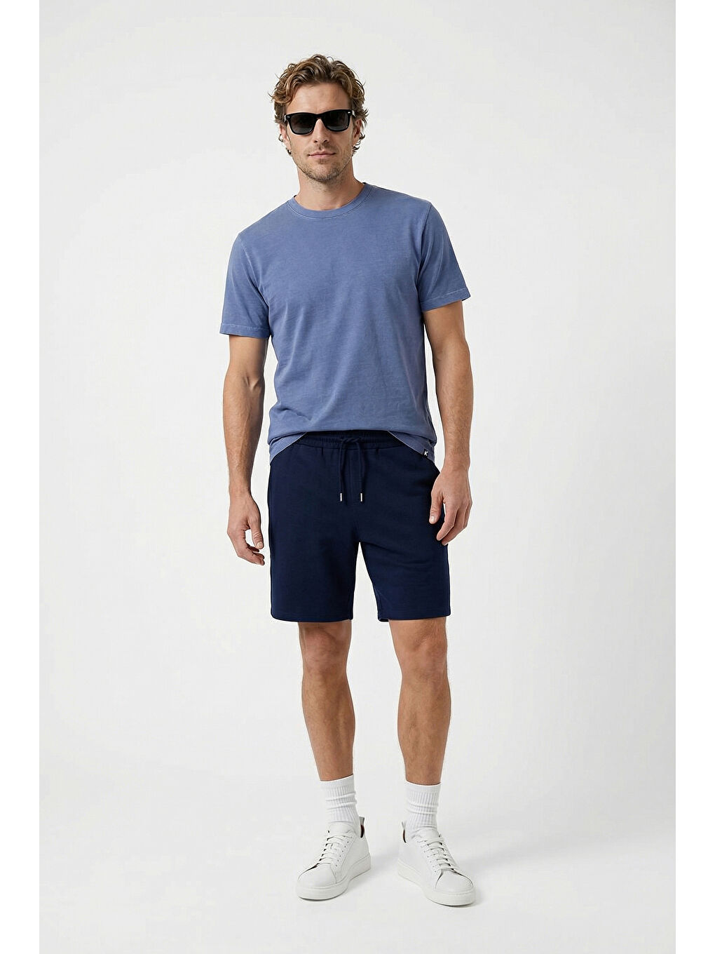 İndigo Bisiklet Yaka Regular Fit Nefes Alabilen Pamuk Tişört-2