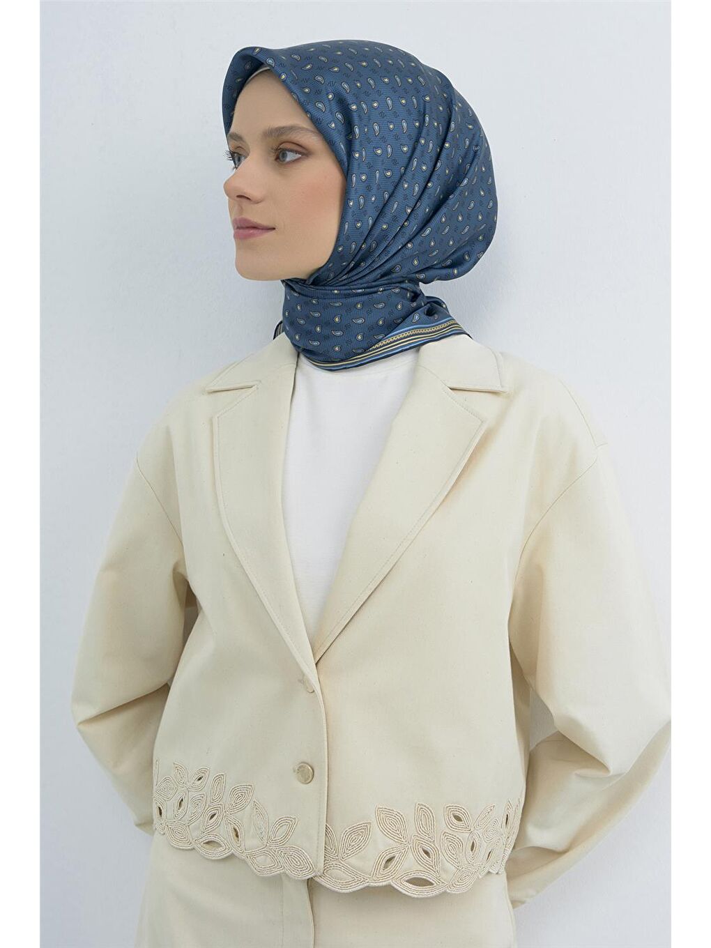 Petrol Saf İpek Sura Eşarp 9548D 80-2