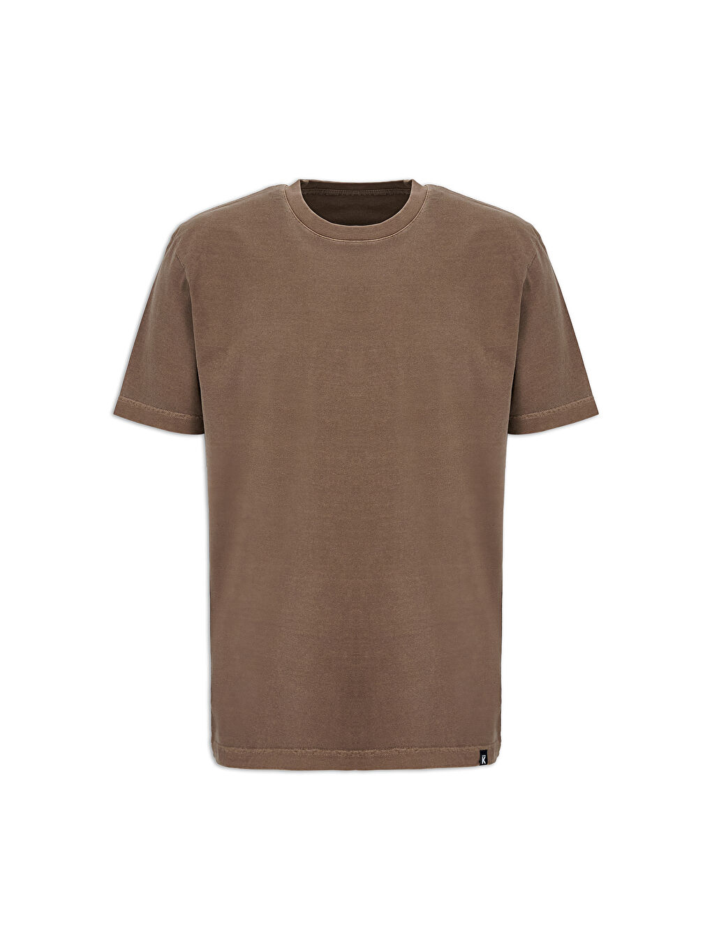 Kahverengi Bisiklet Yaka Regular Fit Nefes Alabilen Pamuk Tişört-4