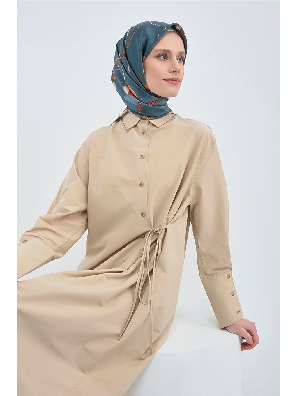 Petrol Saf İpek Twill Eşarp 9527D 81