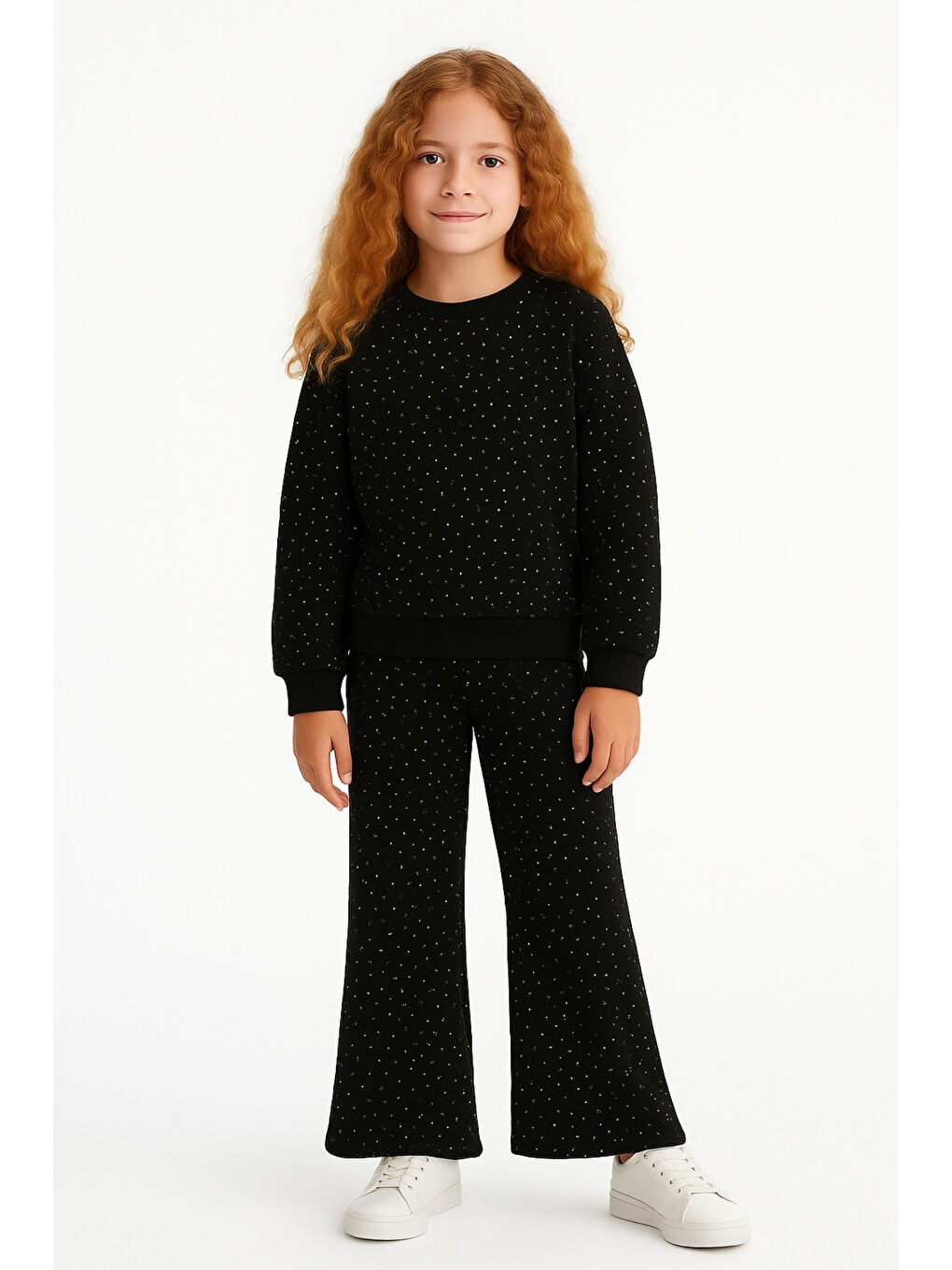 Siyah Kız Çocuk Küçük Taş İşlemeli Alt Üst Takım Ak13595-1