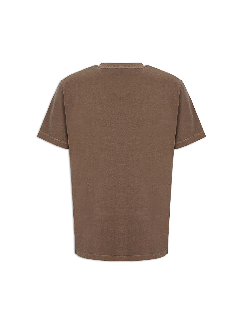 Kahverengi Bisiklet Yaka Regular Fit Nefes Alabilen Pamuk Tişört-5