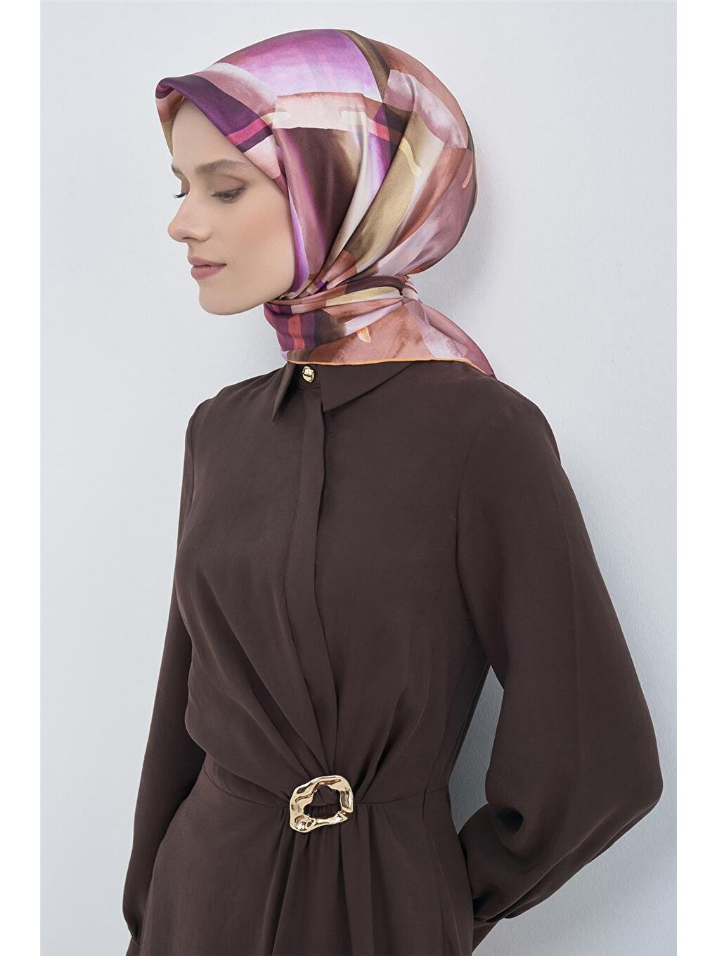 Pembe Saf İpek Twill Eşarp 9510D 33-2