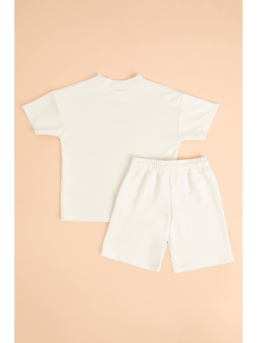 Ekru Kalp Nakışlı Şortlu Kız Çocuk 2 Li Takım-1