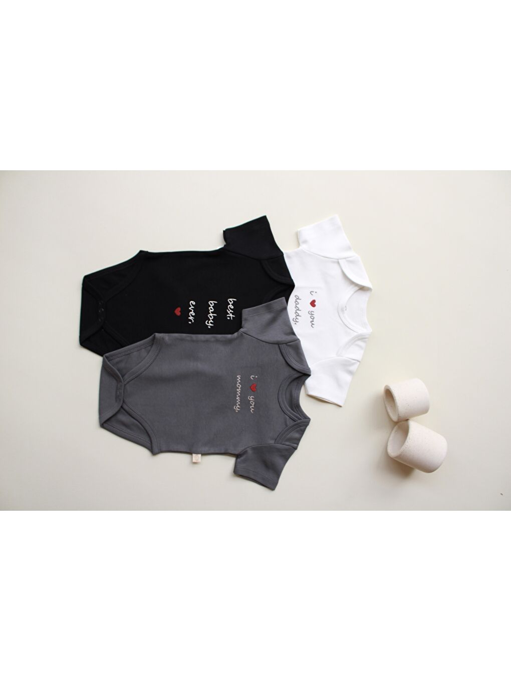 Beyaz 3Lü Nakışlı Kısa Kollu Çıt Çıtlı Body Zıbın Model 7-2