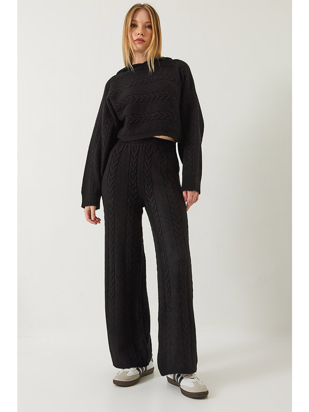 Siyah Kadın Basic Triko Alt Üst Takım