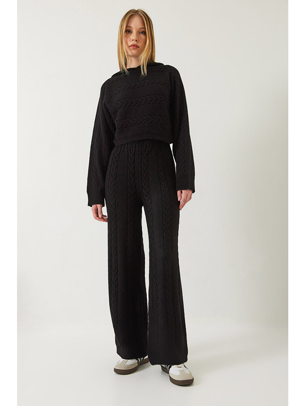 Siyah Kadın Basic Triko Alt Üst Takım-1