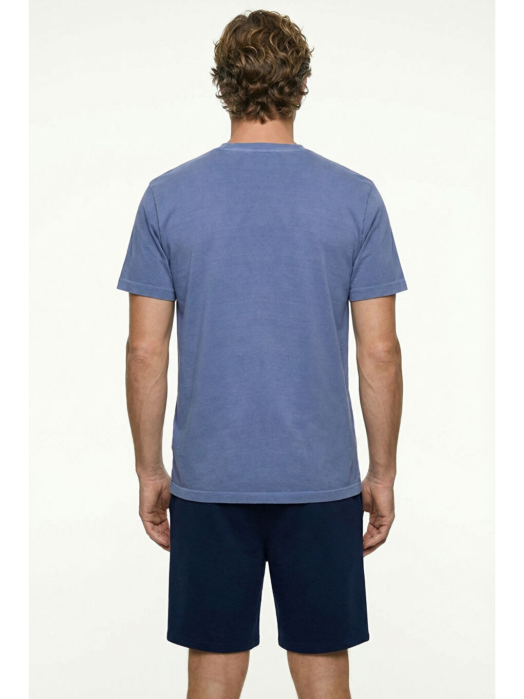 İndigo Bisiklet Yaka Regular Fit Nefes Alabilen Pamuk Tişört-4