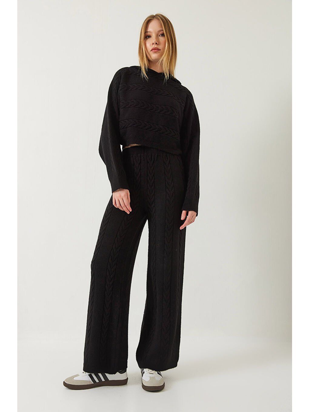 Siyah Kadın Basic Triko Alt Üst Takım-4