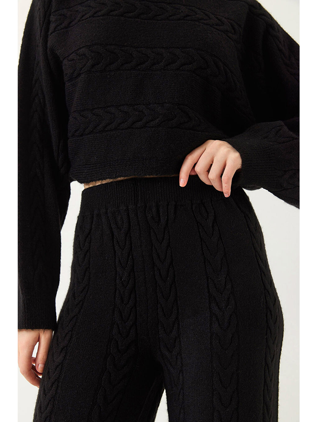 Siyah Kadın Basic Triko Alt Üst Takım-5