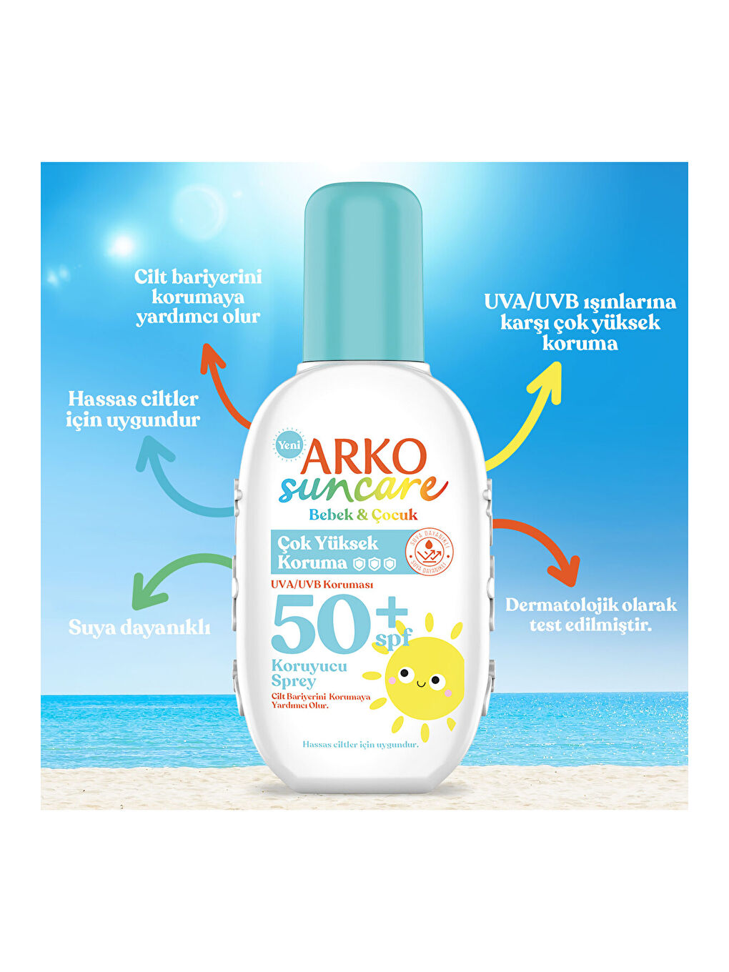 Arko Beyaz Suncare Spf50+ Çok Yüksek Korumalı Bebek & Çocuk Güneş Kremi 200 Ml - 1