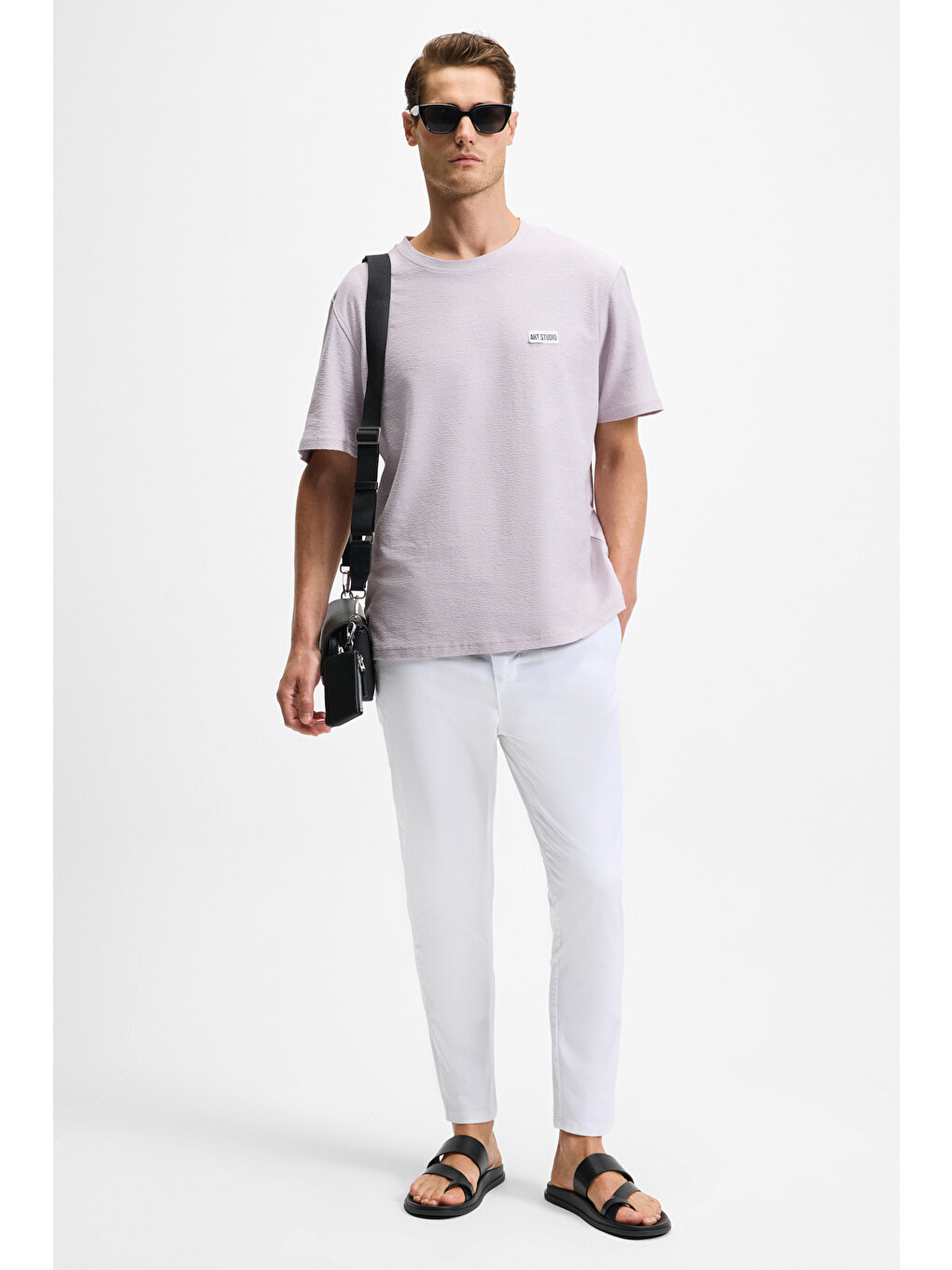 Noır Erkek%100 Organik Pamuk Bisiklet Yaka Kısa Kol Regular Lila T-shirt-1