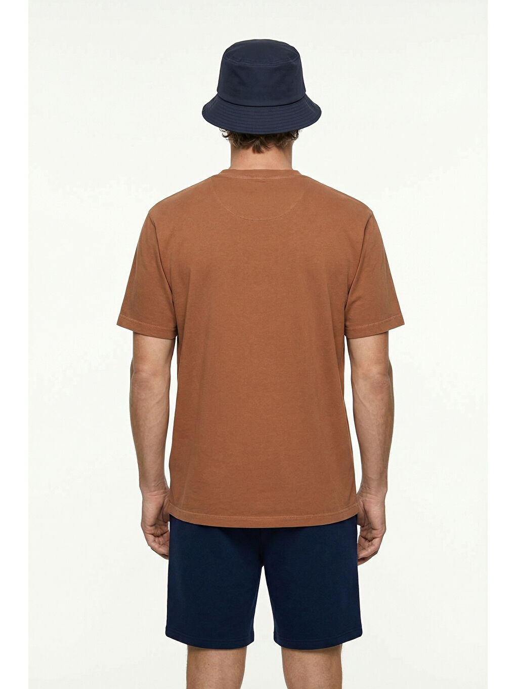 Turuncu Bisiklet Yaka Regular Fit Nefes Alabilen Pamuk Tişört-4