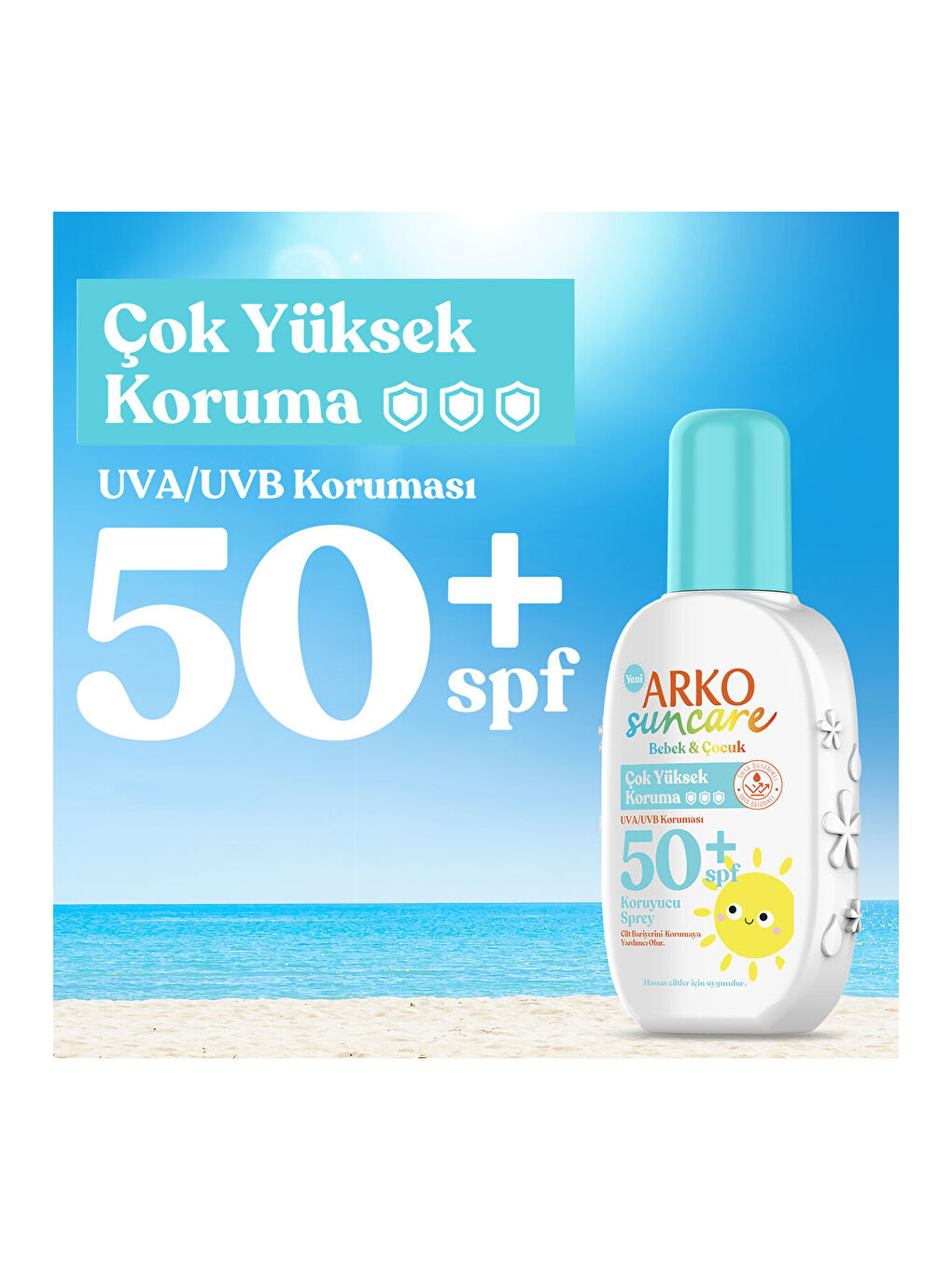 Arko Beyaz Suncare Spf50+ Çok Yüksek Korumalı Bebek & Çocuk Güneş Kremi 200 Ml - 3