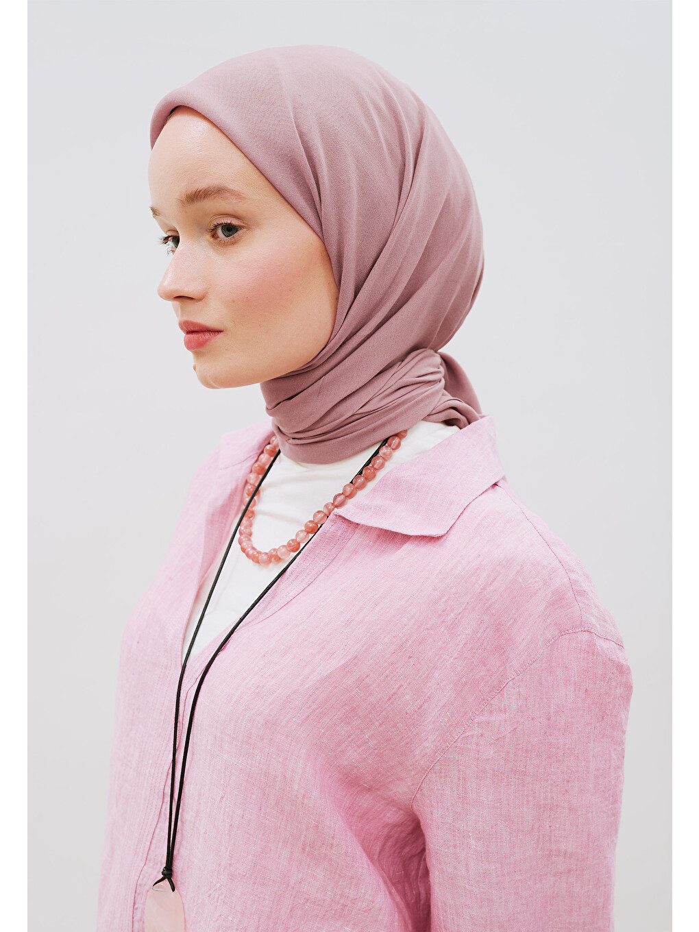 Pamuk Keten Eşarp Soft Pembe-2