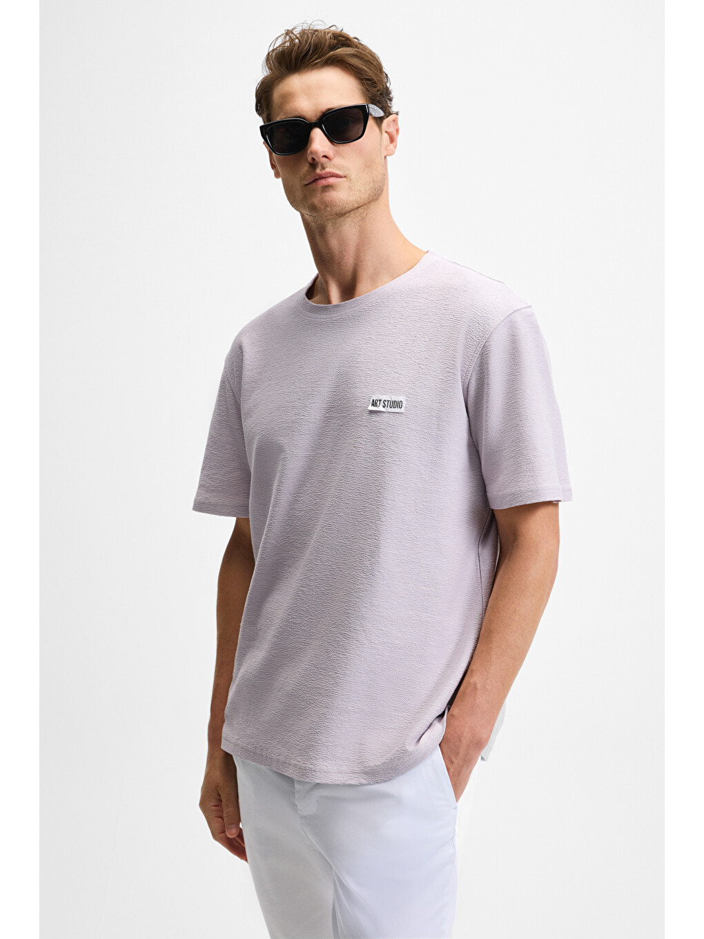 Noır Erkek%100 Organik Pamuk Bisiklet Yaka Kısa Kol Regular Lila T-shirt-2