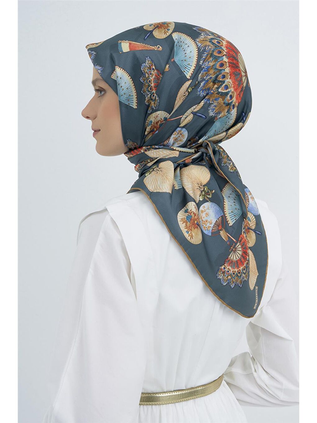 Yeşil Saf İpek Sura Eşarp 9532D 80-2