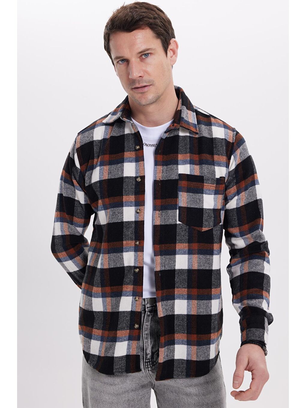 Karışık Erkek Regular Fit Rahat Kesim Kışlık Kareli Oduncu Gömlek