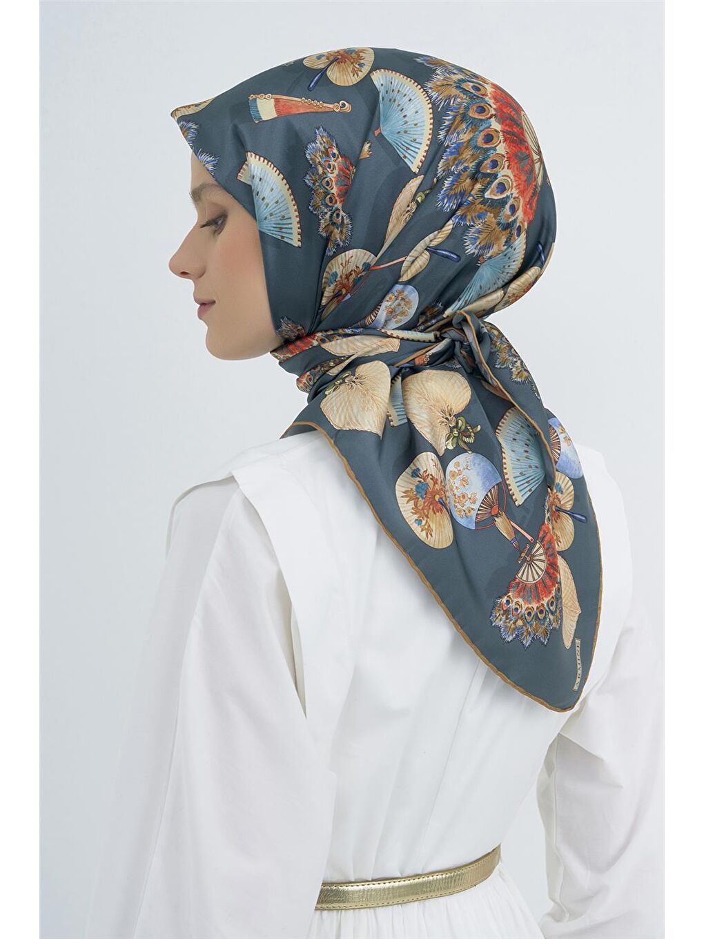 Yeşil Saf İpek Sura Eşarp 9532D 80-3