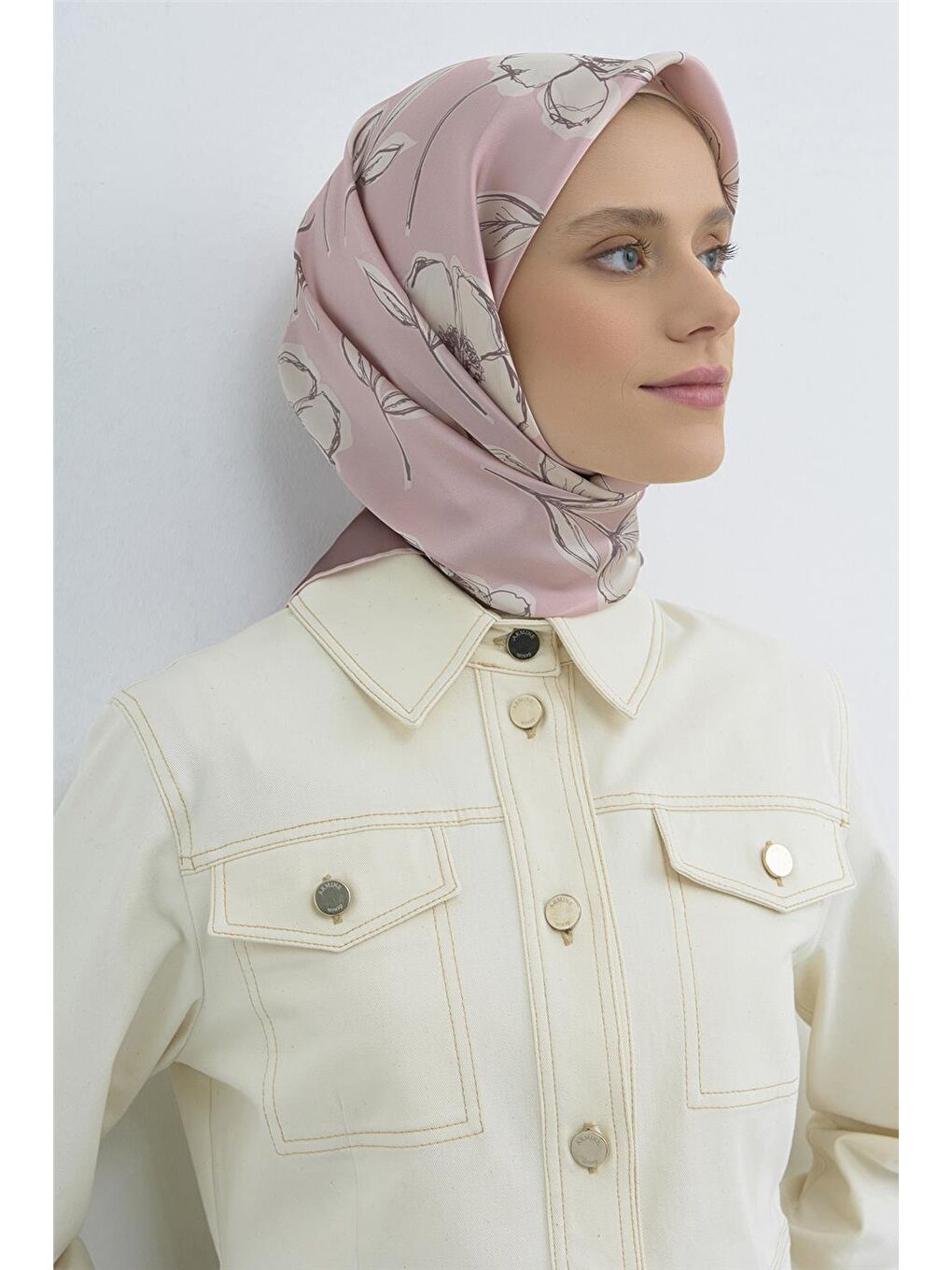 Pembe Saf İpek Sura Eşarp 9536D 39-1