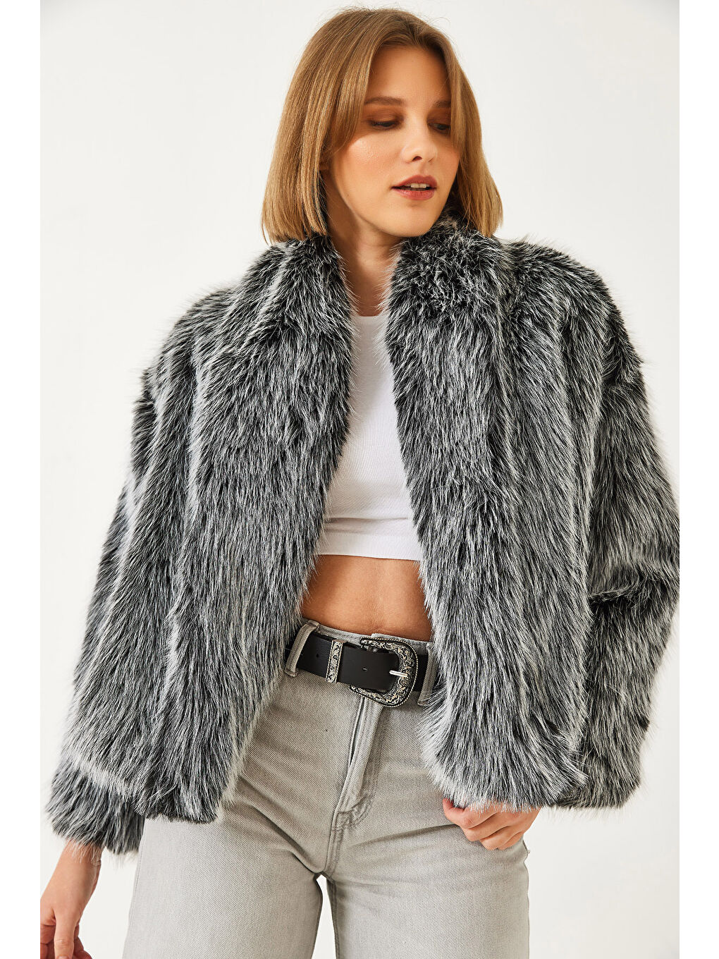 Siyah Kadın Premium Suni Kürk Ceket