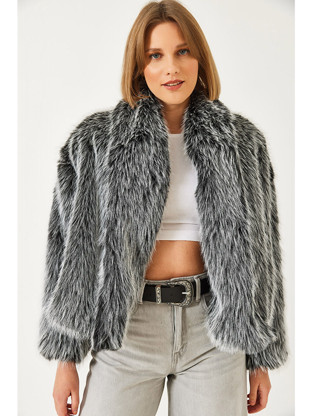 Siyah Kadın Premium Suni Kürk Ceket-2