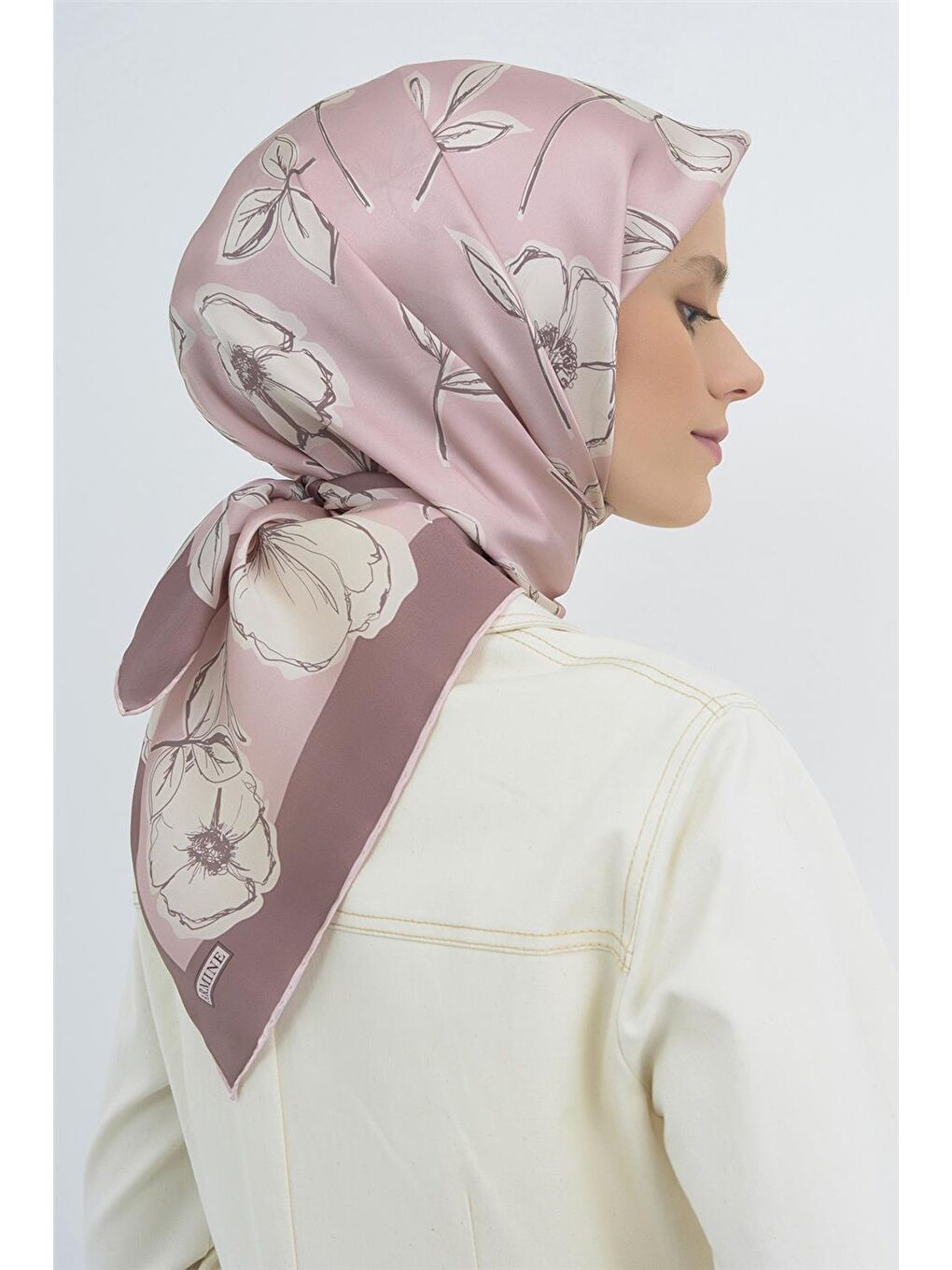 Pembe Saf İpek Sura Eşarp 9536D 39-2