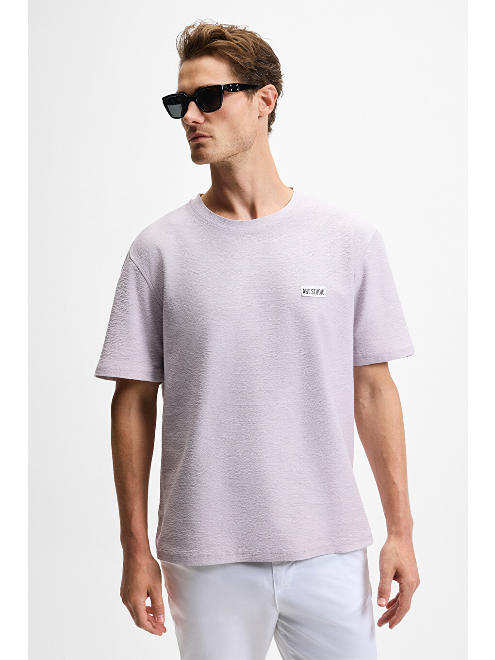 Noır Erkek%100 Organik Pamuk Bisiklet Yaka Kısa Kol Regular Lila T-shirt-3