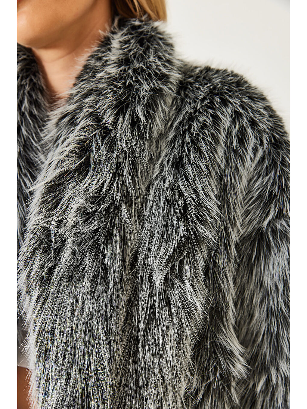 Siyah Kadın Premium Suni Kürk Ceket-4