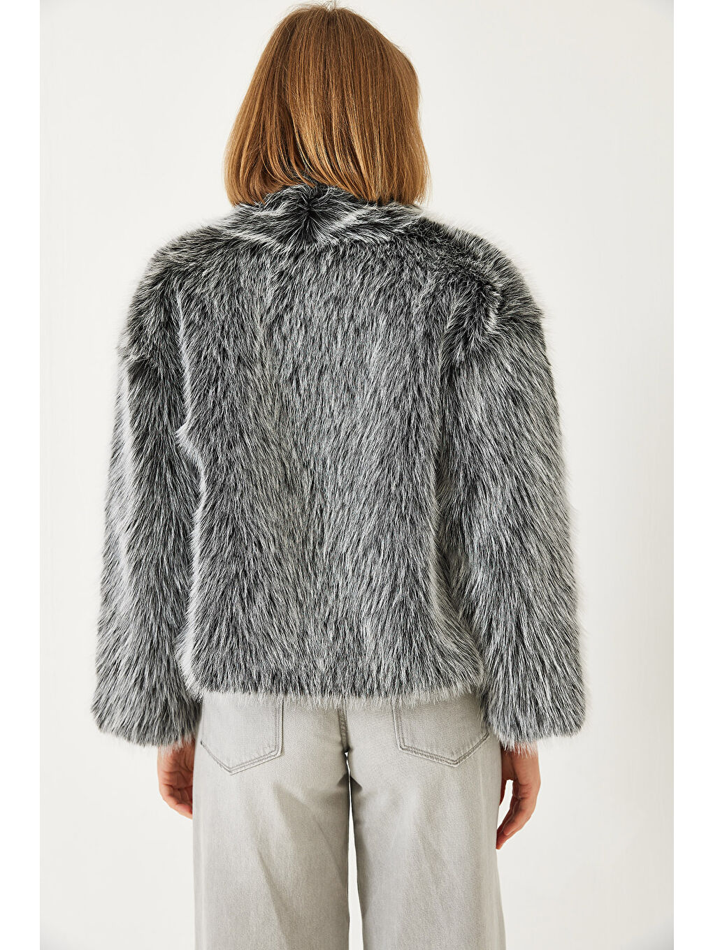 Siyah Kadın Premium Suni Kürk Ceket-5