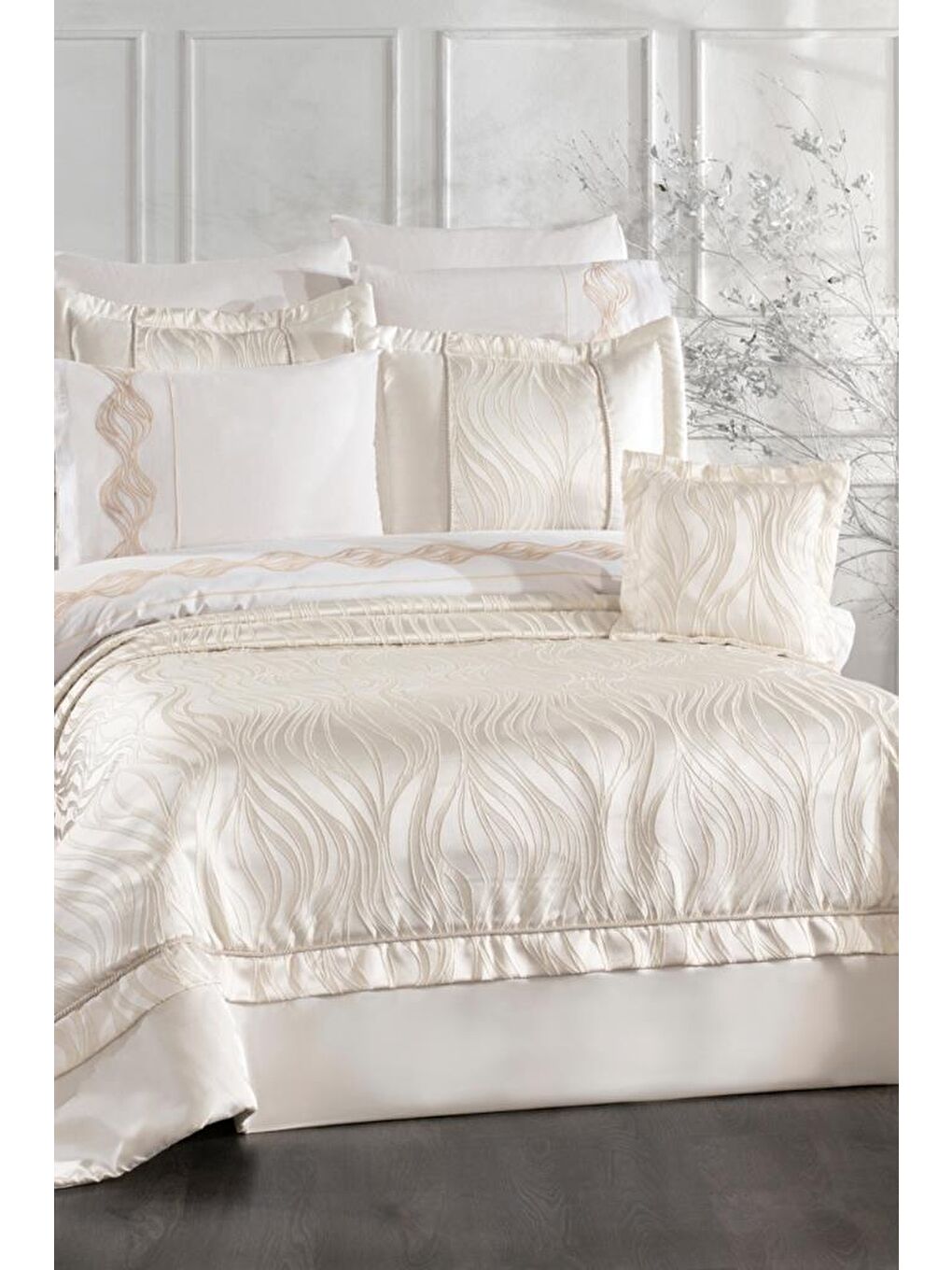 Ekru Fides 10 Parça Çeyiz Seti Krem