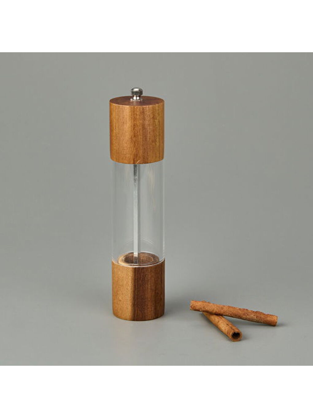 Akasya Büyük Boy Baharat Öğütücü - Açık Kahverengi / Şeffaf - 15 cm-1