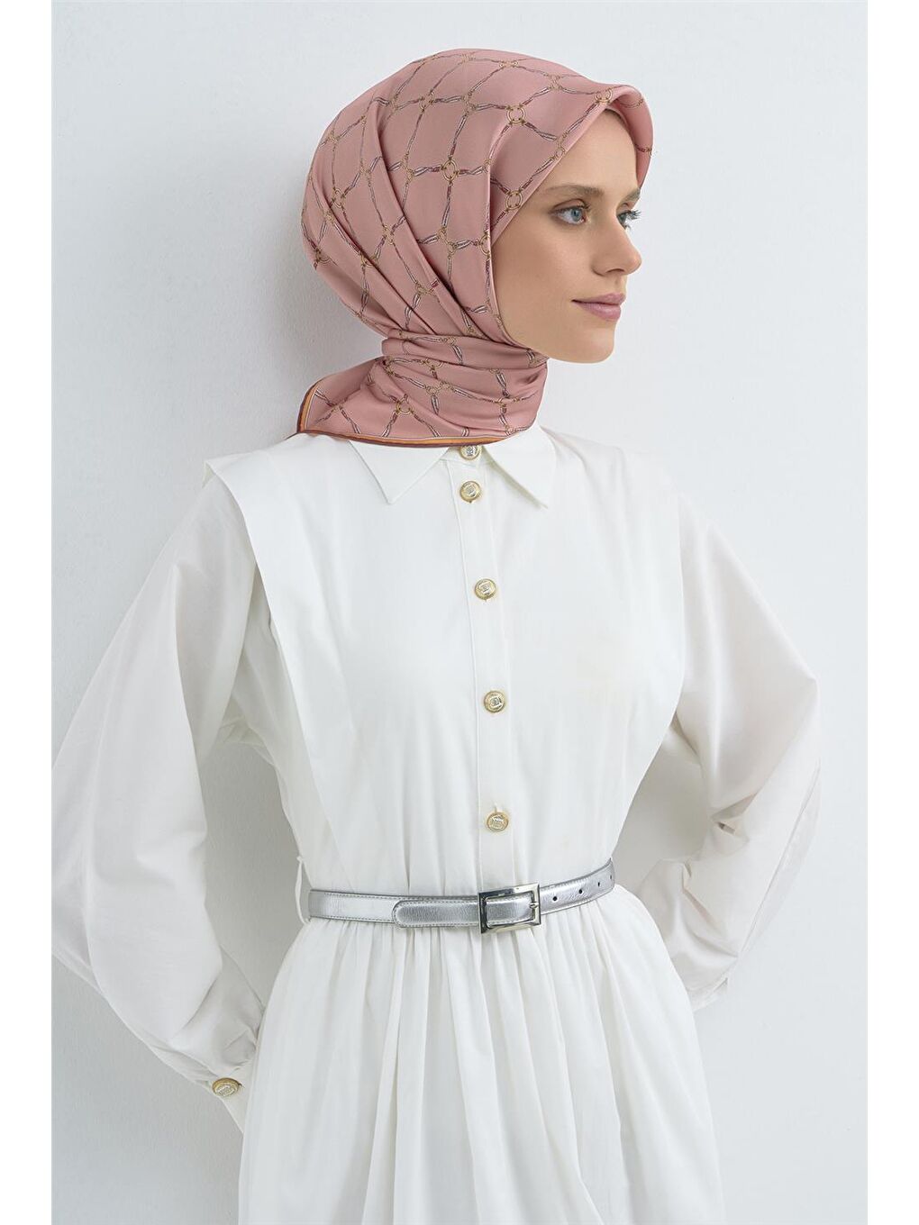 Pembe Saf İpek Sura Eşarp 9538D 32-1