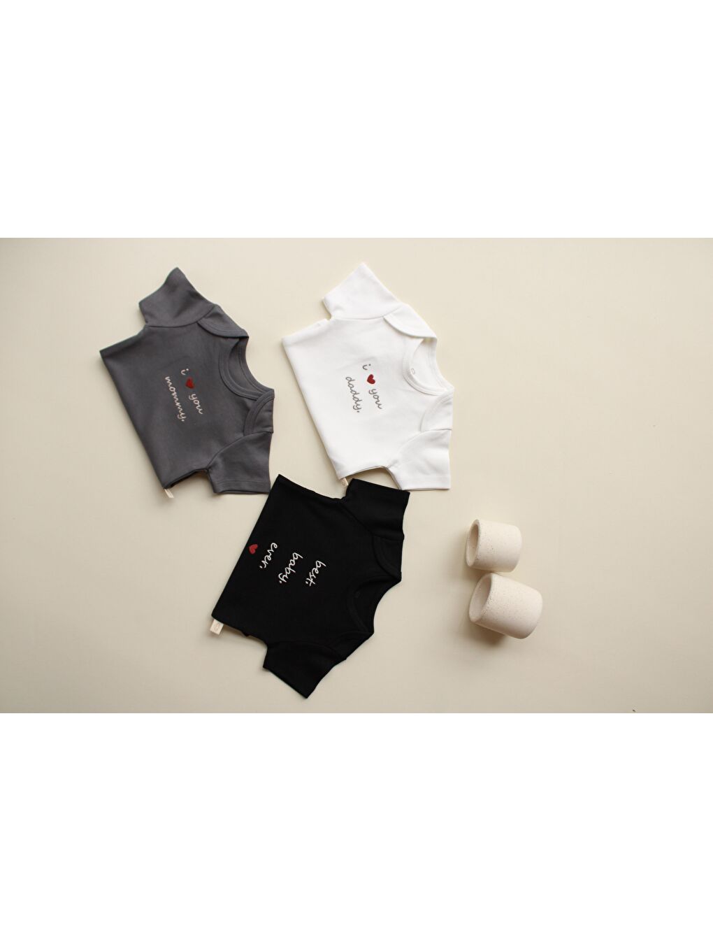 Beyaz 3Lü Nakışlı Kısa Kollu Çıt Çıtlı Body Zıbın Model 7-6