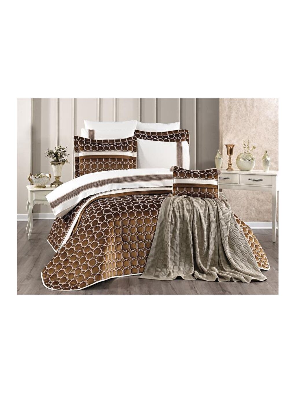 Valeron 11 Parça Çeyiz Seti Kahverengi-1