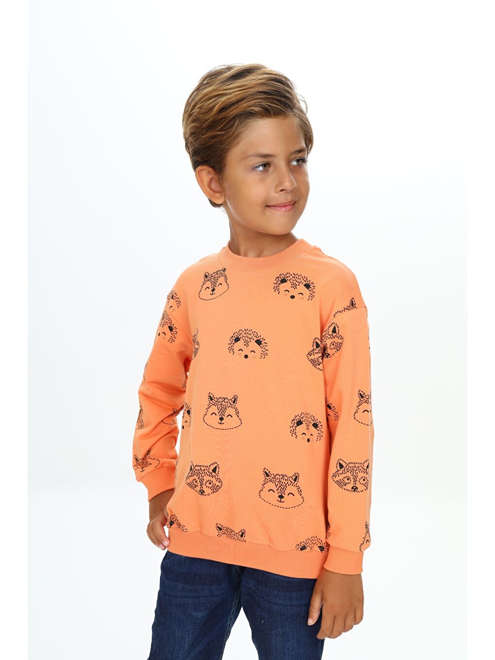 Pembe Erkek Çocuk Relax Fit Kapüşonlu Cepli Hafif Düşük Omuz Nakışlı Sweatshirt-1