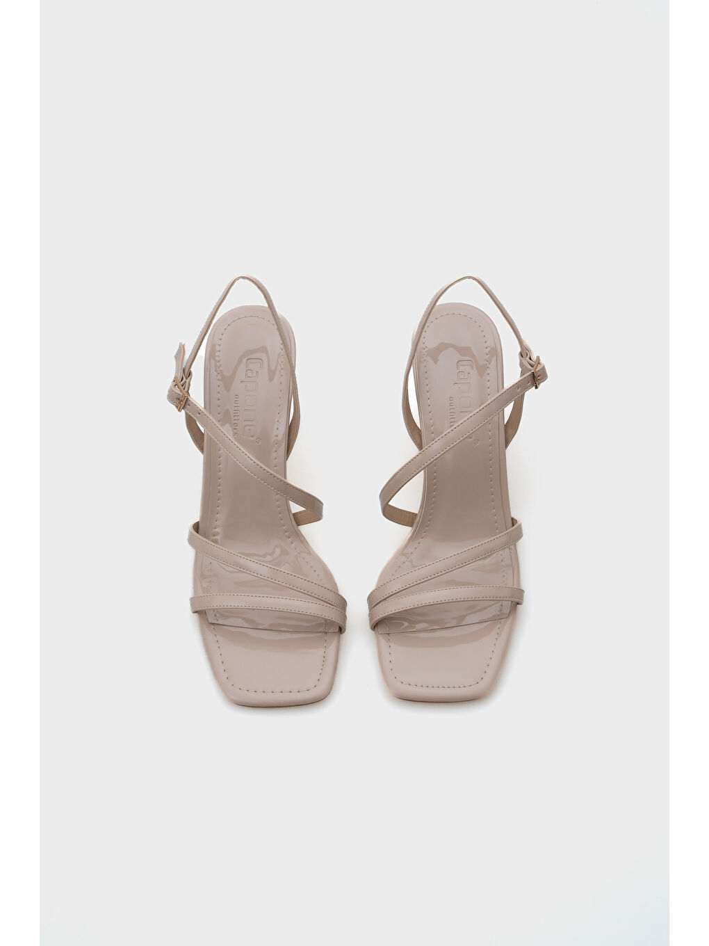 Bej Dacy Bantlı Orta Topuklu Kadın Sandalet-5