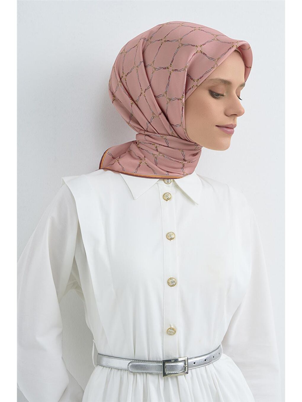 Pembe Saf İpek Sura Eşarp 9538D 32-2