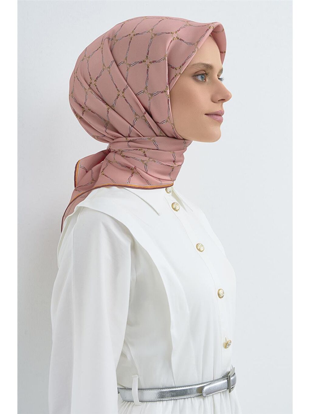 Pembe Saf İpek Sura Eşarp 9538D 32-3