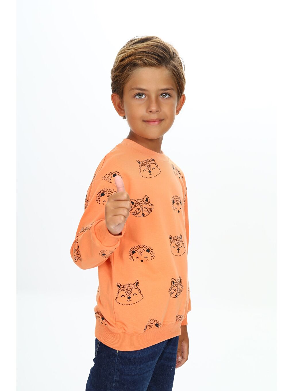 Pembe Erkek Çocuk Relax Fit Kapüşonlu Cepli Hafif Düşük Omuz Nakışlı Sweatshirt-2