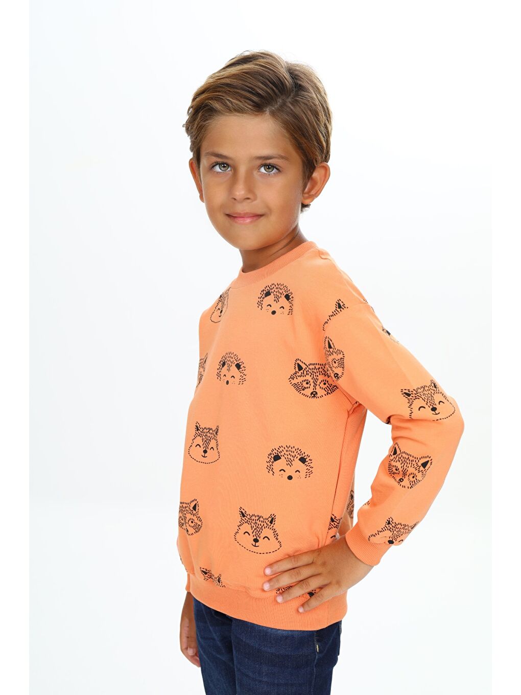 Pembe Erkek Çocuk Relax Fit Kapüşonlu Cepli Hafif Düşük Omuz Nakışlı Sweatshirt-3