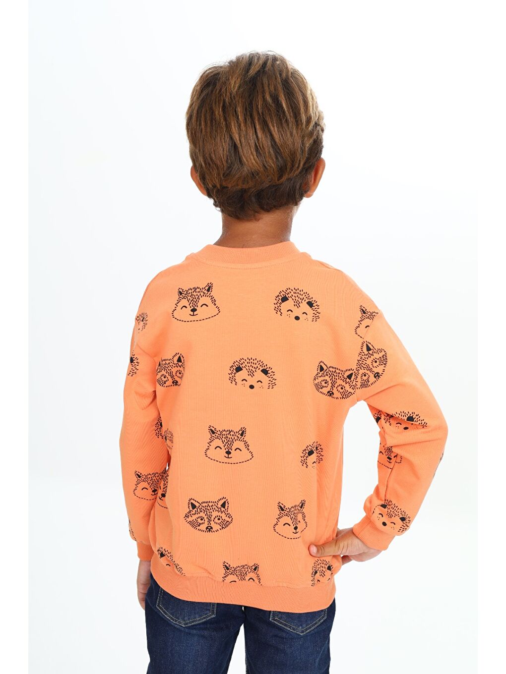 Pembe Erkek Çocuk Relax Fit Kapüşonlu Cepli Hafif Düşük Omuz Nakışlı Sweatshirt-5