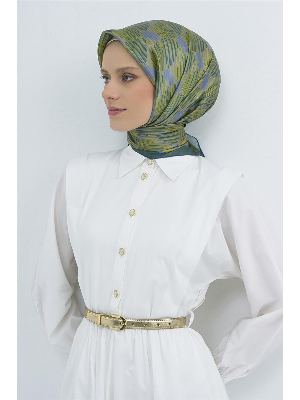 Yeşil Saf İpek Twill Eşarp 9533D 51