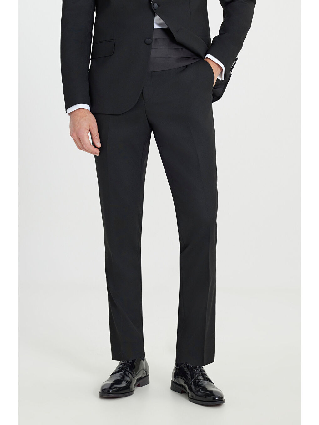 Erkek Siyah Slim Fit Dar Kesim Kırlangıç Yaka Kapak Cepli Esnek Smokin Takımı-6