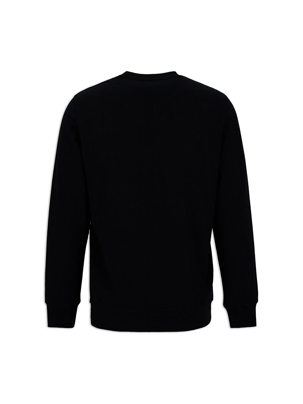 Siyah Bisiklet Yaka Regular Fit Pamuklu Basic Sweatshirt-6